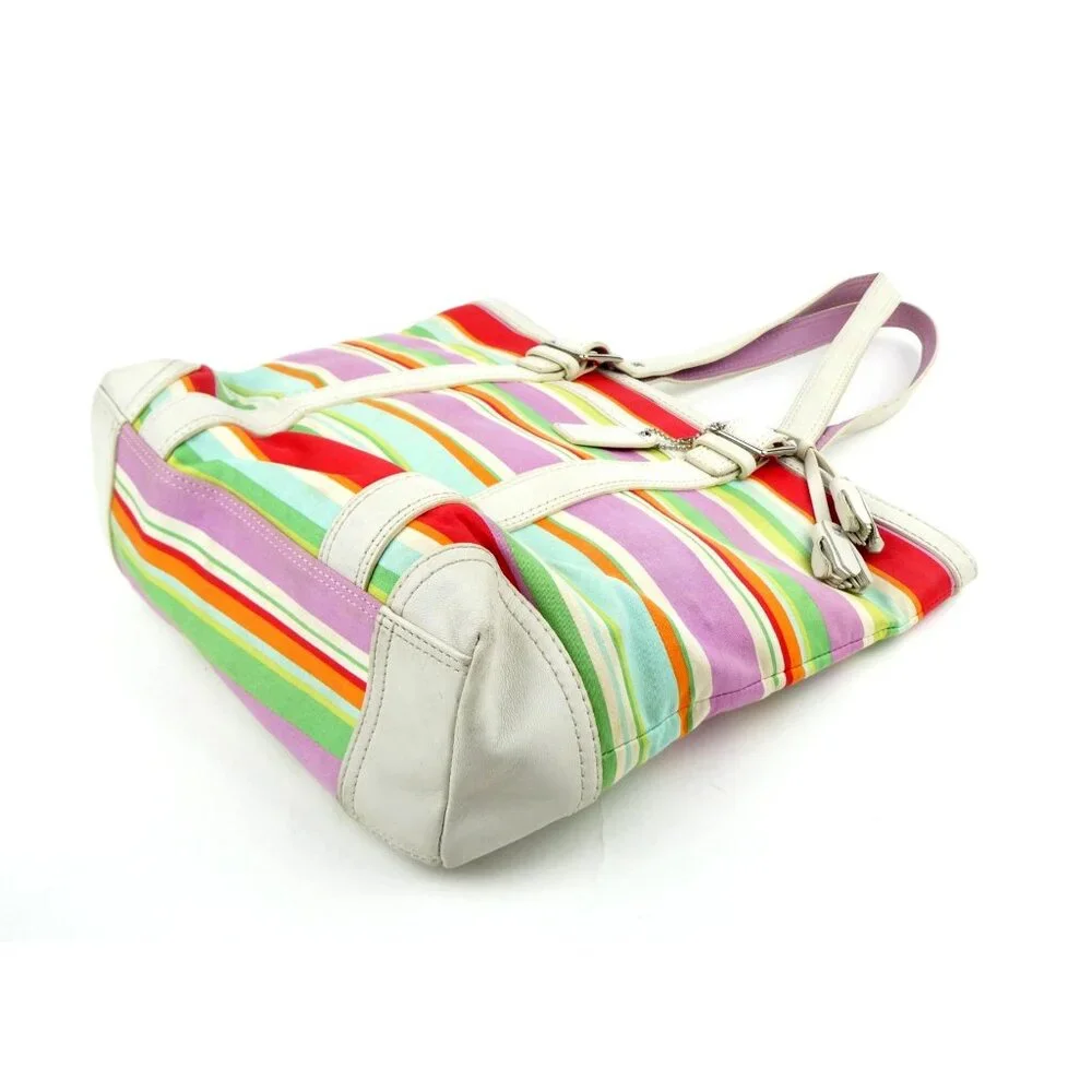Coach Hampton‎ Multicolor Striped Tote Bag F10705 - Picture 5 of 16